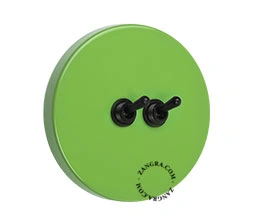 double interrupteur vert va-et-vient ou simple - leviers noirs