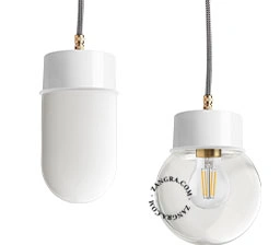 hvid pendellampe - glasskærm - Ø 10 cm