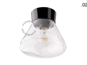 svart vägg- eller taklampa - glasskärm - Ø 11 cm