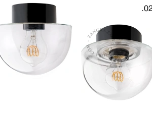 candeeiro de parede ou de teto em porcelana preta - abajur de vidro - Ø 10cm - IP54