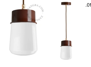brun pendellampe - glasskærm - Ø 10 cm
