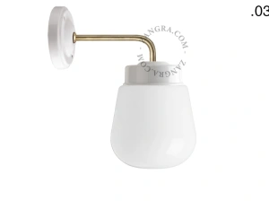aplique en porcelana blanca y latón - pantalla de vidrio