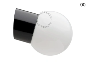 aplique de baño de porcelana negra - pantalla de vidrio - Ø 8,5cm - IP54