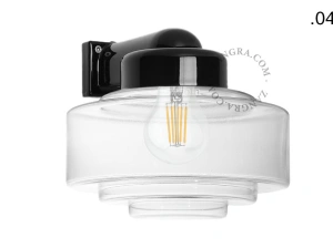 badeværelse sort porcelænsvæglampe med glasskærm - IP54