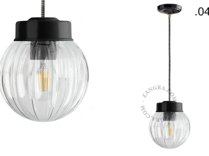 lámpara colgante de porcelana negra - pantalla de vidrio