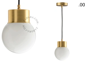 lampada a sospensione in ottone - paralume in vetro - Ø 8,5 cm