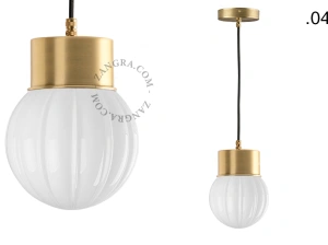 brass pendant light - glass shade - Ø 10 cm