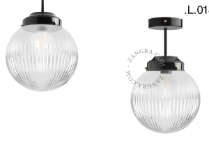 lampada da soffito nera - paralume in vetro