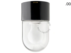 lampa i svart porslin för badrum med glasskärm - Ø 8,5cm -  IP54
