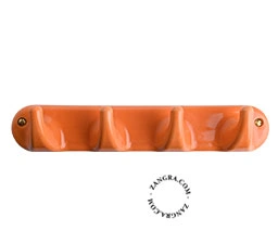 percha 4 ganchos de porcelana naranja