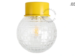 lampa ścienna lub sufitowa żółta - szklany klosz - Ø 10cm