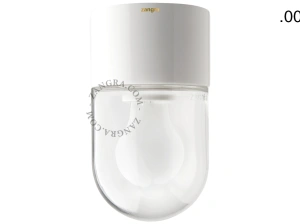 lámpara de baño de porcelana blanca - pantalla de vidrio - Ø 8,5cm -  IP54
