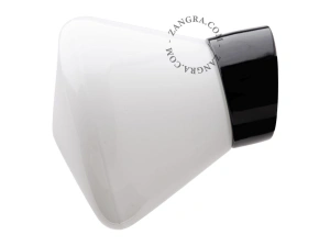 vägglampa i svart porslin för badrum med glasskärm – Ø 10cm - IP54