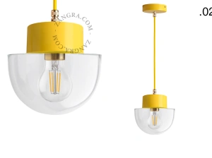 yellow pendant light - glass shade - Ø 10 cm