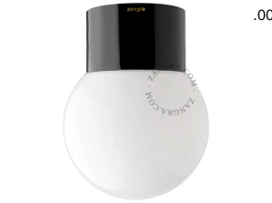 vägg- eller taklampa i svart porslin – glasskärm - Ø 8,5cm