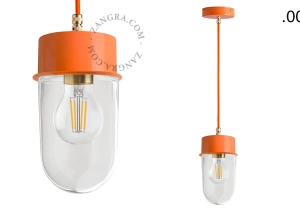 orange pendellampe - glasskærm - Ø 10 cm