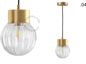 brass pendant light - glass shade - Ø 10 cm
