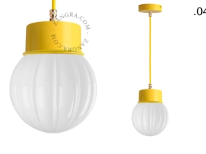 lampada a sospensione gialla - paralume in vetro - Ø 10 cm