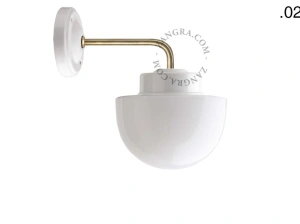 aplique en porcelana blanca y latón - pantalla de vidrio