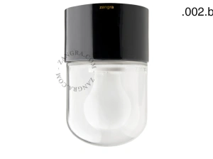 lampa i svart porslin för badrum med glasskärm - Ø 8,5cm -  IP54