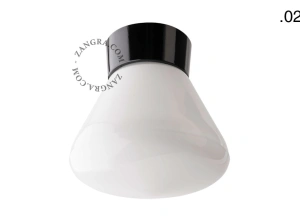 svart vägg- eller taklampa - glasskärm - Ø 11 cm