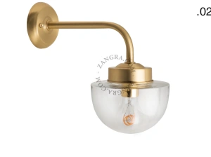 lampada da parete in ottone per esterni o per bagno – paralume in vetro - IP43