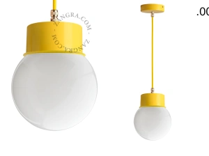 yellow pendant light - glass shade - Ø 10 cm