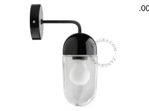 applique en porcelaine noire - globe en verre