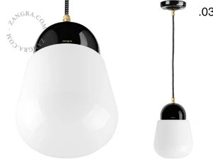 black porcelain pendant light - glass shade