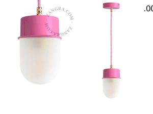 lámpara colgante rosa - pantalla de vidrio - Ø 10 cm