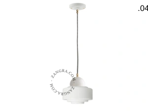 lámpara colgante de porcelana blanca - pantalla de vidrio