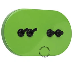 green switch - double simple or two-way black toggle & double push-button switch