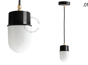 czarna lakierowana lampa wisząca ze szklanym kloszem - oprawka Ø 8.5 cm