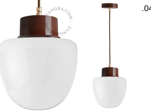 brun pendellampe - glasskærm - Ø 10 cm