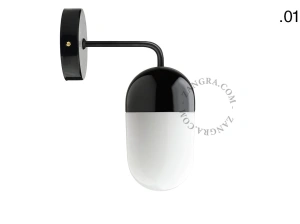 applique en porcelaine noire - globe en verre