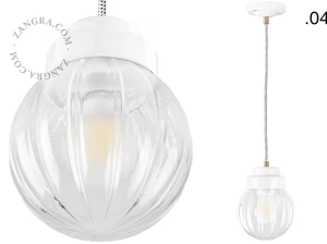 Art Deco pendellampa i vitt porslin Denim