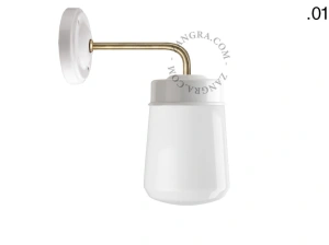 aplique en porcelana blanca y latón - pantalla de vidrio