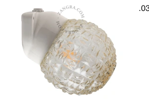 candeeiro de parede em porcelana branca para casa de banho - Ø 9,5 cm - abajur de vidro - IP54