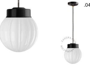 lámpara colgante de porcelana negra - pantalla de vidrio