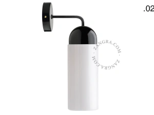 applique en porcelaine noire - globe en verre