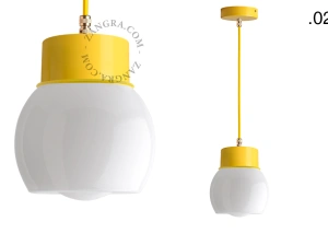yellow pendant light - glass shade - Ø 10 cm