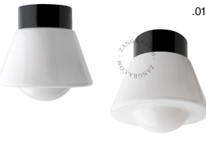 candeeiro de parede ou de teto em porcelana preta - abajur de vidro - Ø 10cm - IP54