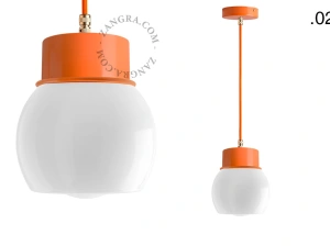 orange pendellampe - glasskærm - Ø 10 cm