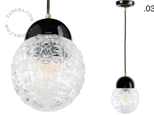 black porcelain pendant light - glass shade