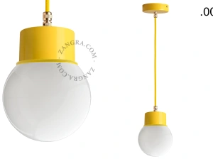 candeeiro suspenso amarelo - abajur de vidro - Ø 8,5cm