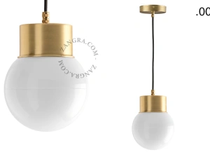 brass pendant light - glass shade - Ø 10 cm