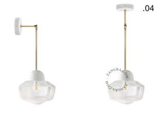lampada in porcellana bianca - paralume in vetro