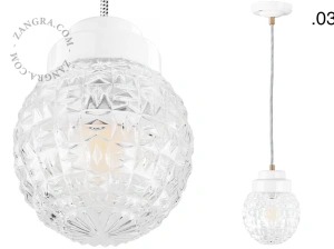 Art Deco pendellampa i vitt porslin Denim