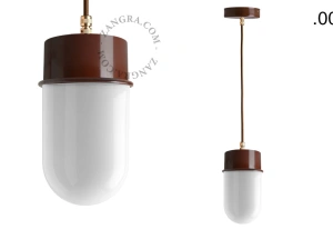 brun pendellampe - glasskærm - Ø 10 cm