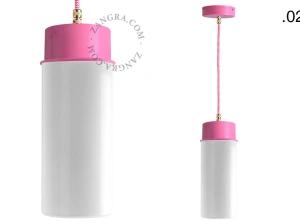lámpara colgante rosa - pantalla de vidrio - Ø 10 cm